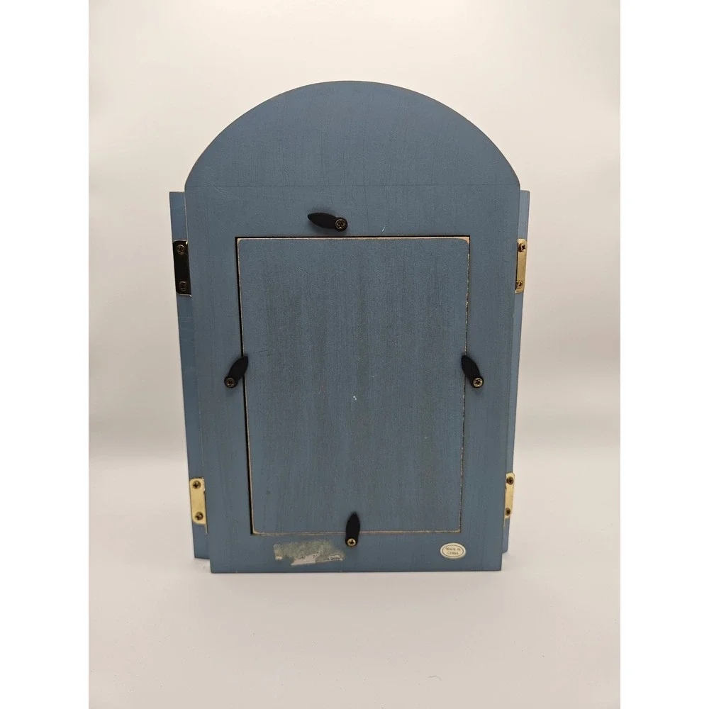 Lighthouse Tri Fold Wooden Handpainted Blue 3
